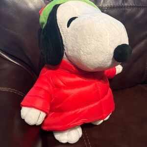 Snoopy Wearing a Red Puffer Jacket, 18 Inches Tall